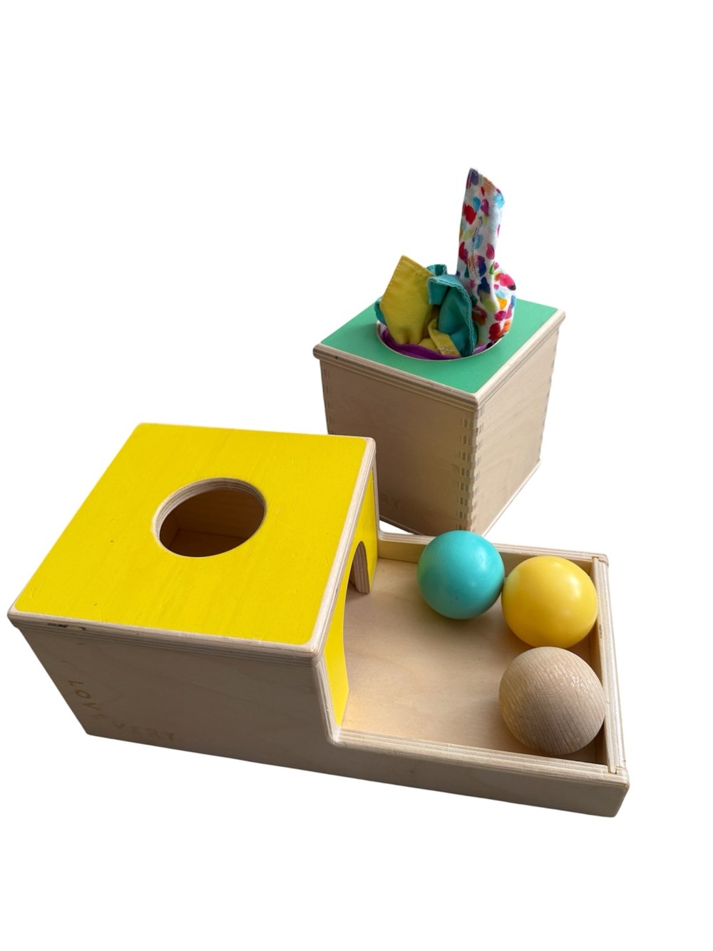 LOVEVERY Wooden Ball Drop and play tissue box game